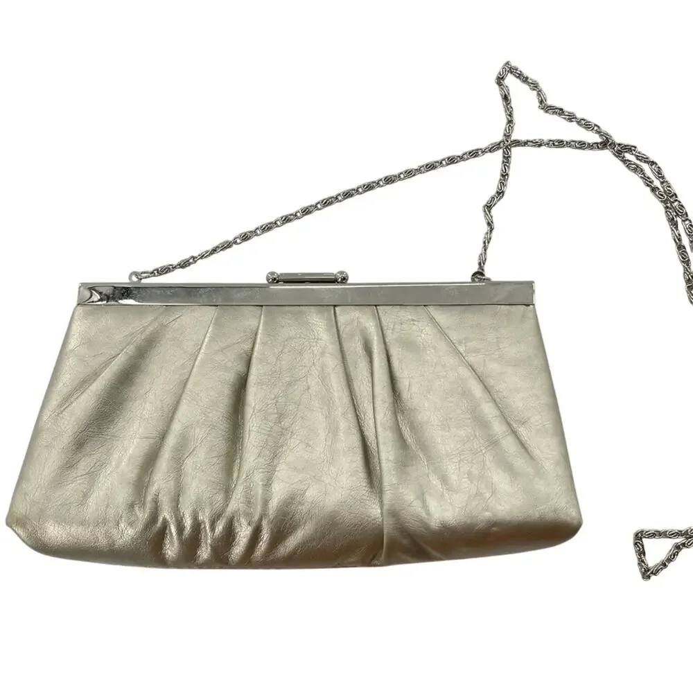 Gunne Sax Old Money Silver Vintage Clutch Chain Link Retro Purse